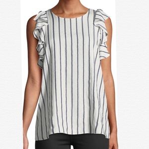 TAHARI KELBY WOVEN STRIPED BLOUSE TOP - (#0606)